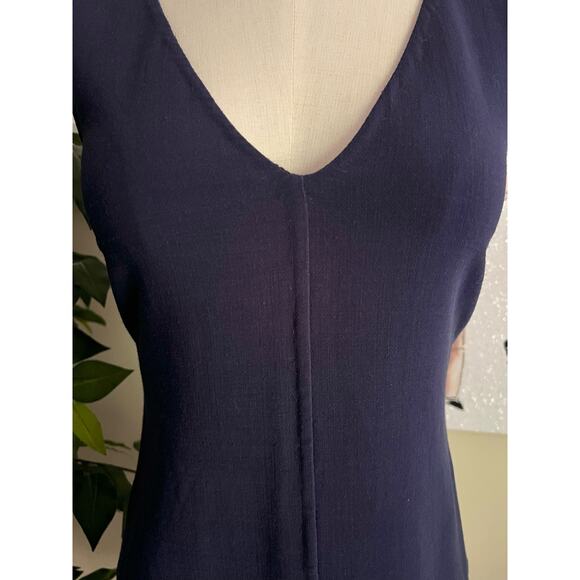 Ann Mashburn Wool Knit Stretchy Sleeveless Navy Career Sheath Dress Size 40 - Picture 2 of 7
